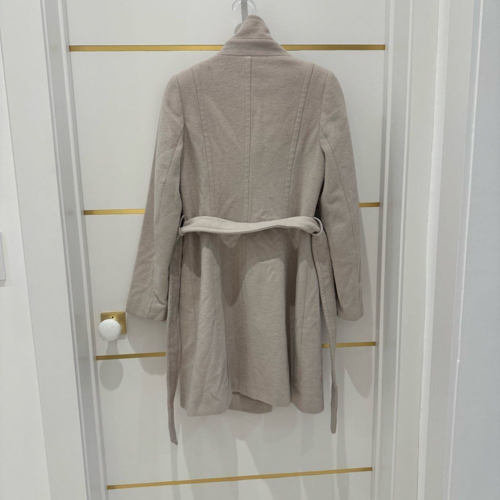 Tahari Wool Izzy coat cream neutral blush belted gold buttons 10 - Picture 3 of 16